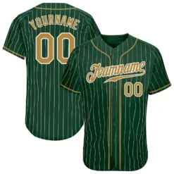 Custom Green White Pinstripe Old Gold-White Authentic Baseball Jersey SS2026585