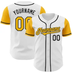 Custom White Gold-Black Authentic Two Tone Baseball Jersey SS2027605